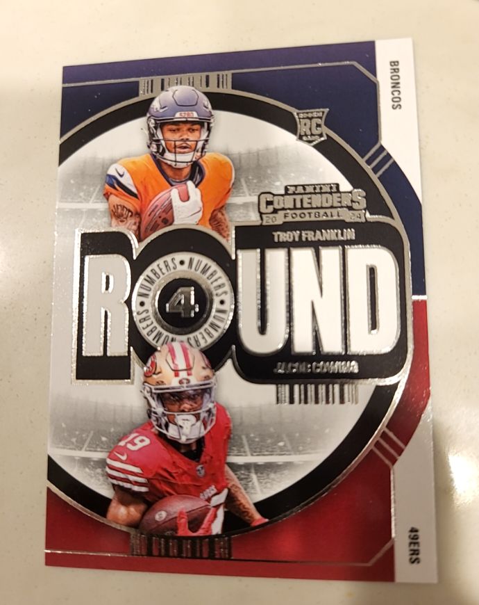 2024 Panini Contenders Football Round Numbers #15 Troy Franklin / Jacob Cowing — front