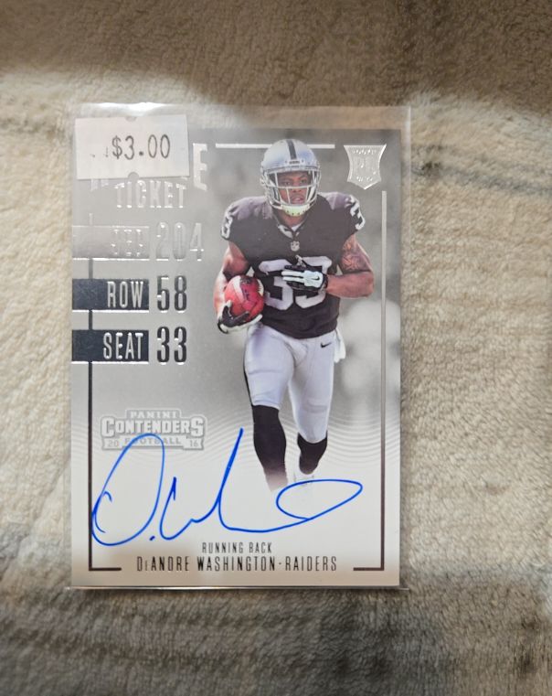 2016 Panini Contenders #204 DeAndre Washington Rookie Ticket Auto — front