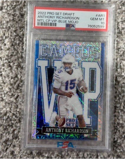 2022 Pro Set Draft #AR1 Anthony Richardson Campus VIP Blue Mojo — front