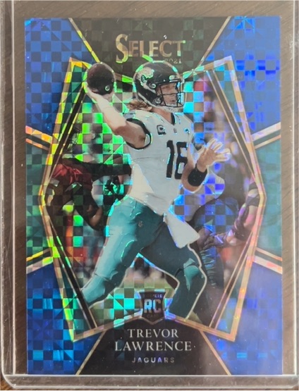 2021 Panini Select Premier Level Blue Prizm #RC Trevor Lawrence — front