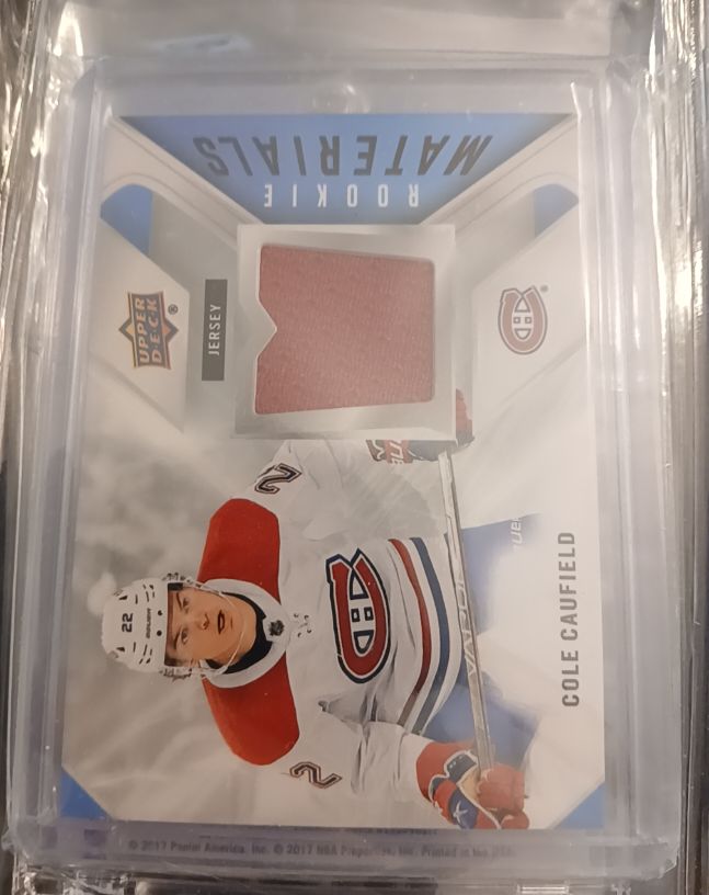 2021-22 Upper Deck Series 2 Rookie Materials #RM-CC Cole Caufield — front