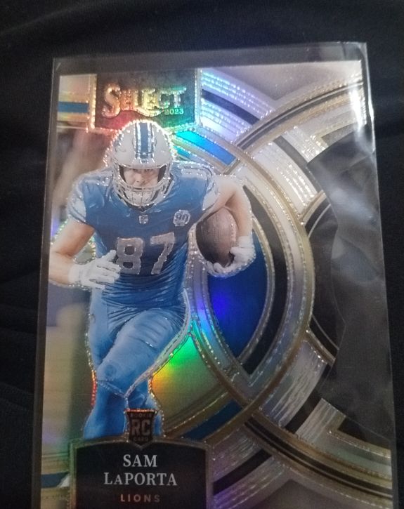 2023 Panini Select #106 Sam LaPorta Premier Level Silver Prizm Die-Cut Rookie — front