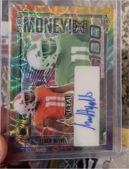 2023 Leaf Metal #100 Jalen Hall So Money Rookie Auto — front