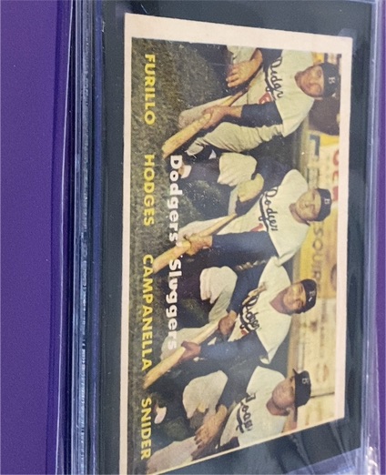 1957 Topps #400 Dodgers' Sluggers Hodges Campanella Snider Furillo — front