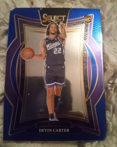 2024-25 Panini Select #92 Devin Carter Blue Prizm Concourse Rookie Card — front