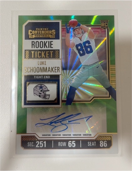 2023 Panini Contenders Rookie Ticket #123 Luke Schoonmaker — front