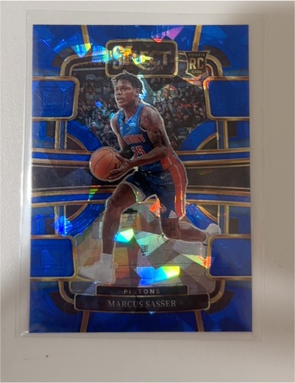 2023-24 Panini Select #70 Marcus Sasser Blue Cracked Ice Prizm Concourse Rookie Card — front