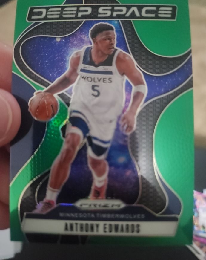 2024-25 Panini Prizm #3 Anthony Edwards Minnesota Timberwolves Deep Space Green Prizm — front