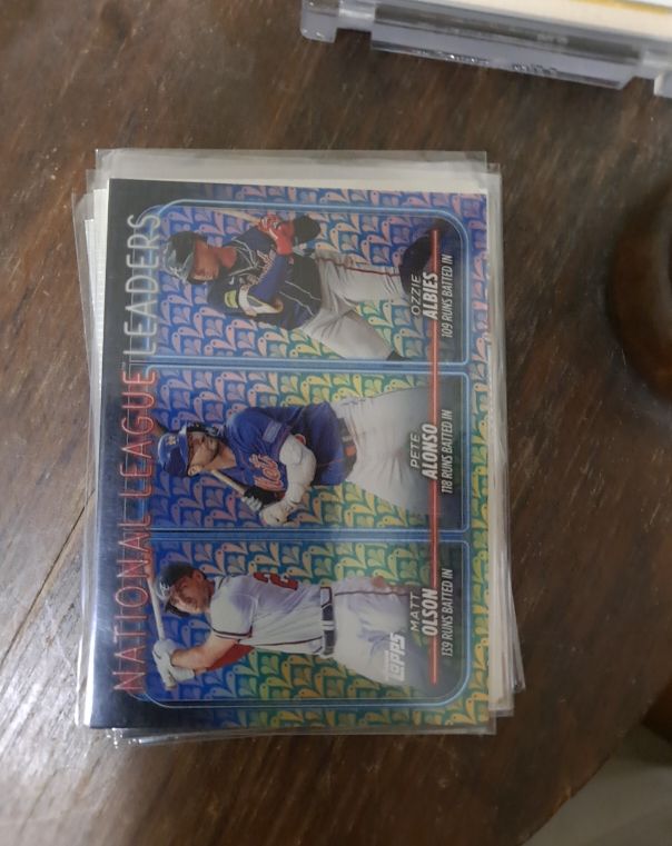 2024 Topps Series 1 #260 National League Leaders Matt Olson Pete Alonso Ozzie Albies — front