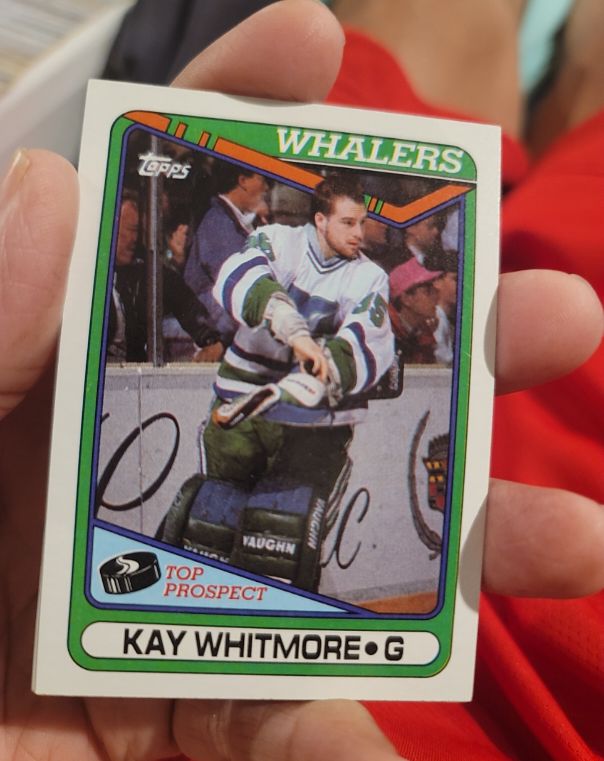 1990-91 Topps #232 Kay Whitmore Hartford Whalers Rookie Hockey Card — front