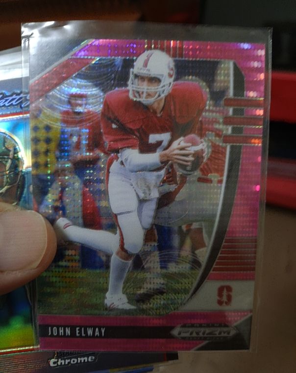 2020 Panini Prizm Draft Picks #54 John Elway Pink Pulsar — front