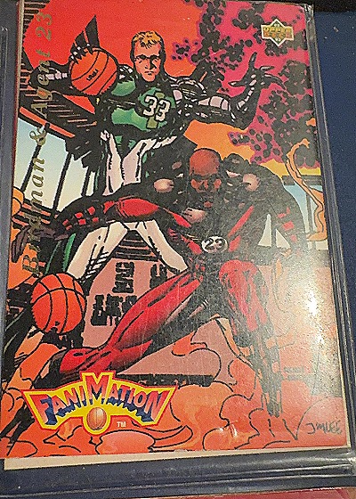 1992-93 Upper Deck Fanimation #510 Birdman & Agent 23 Michael Jordan Larry Bird — front
