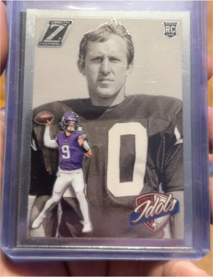 2024 Panini Zenith Idols #9 J.J. McCarthy, Fran Tarkenton — front