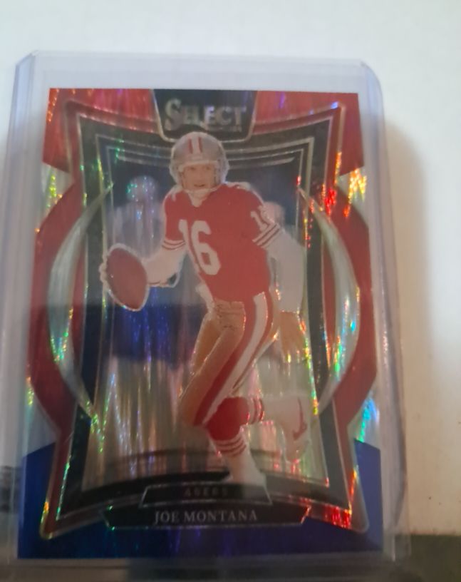2024 Panini Select #70 Joe Montana Concourse Red & Blue Shock Prizm — front