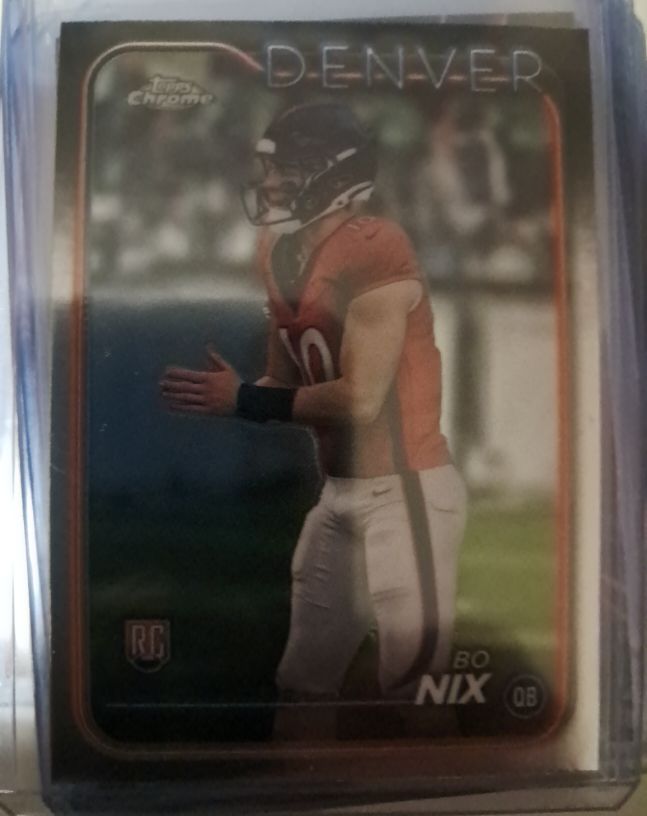 2024 Topps Chrome #206 Bo Nix Rookie Card Denver Broncos — front