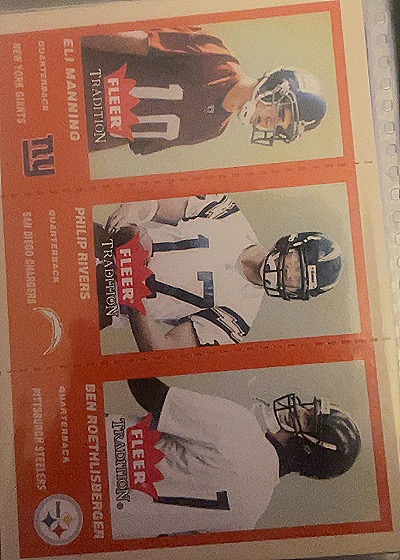 2003 Fleer Tradition Eli Manning / Philip Rivers / Ben Roethlisberger — front