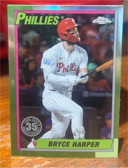2025 Topps Chrome 1990 35th Anniversary Refractor #90CB-12 Bryce Harper — front