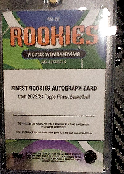 2023/24 Topps Finest Basketball Finest Rookies Autograph Card Victor Wembanyama — back
