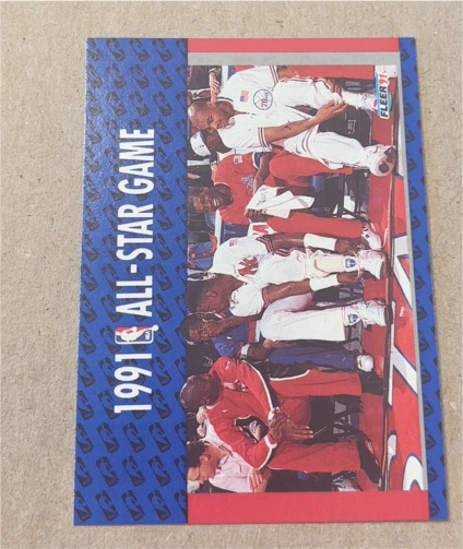 1991-92 Fleer #233 1991 All-Star Game Enemies - A Love Story Michael Jordan, Charles Barkley, Patrick Ewing — front