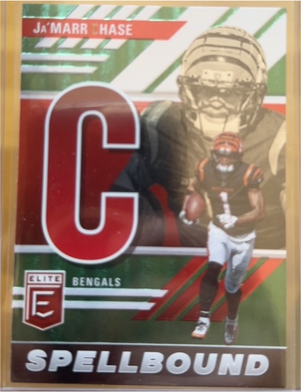 2023 Panini Donruss Elite #SB-JC1 Ja'Marr Chase Spellbound "C" Green Parallel — front