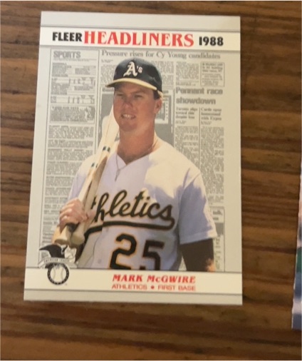 1988 Fleer Headliners #2 Mark McGwire — front