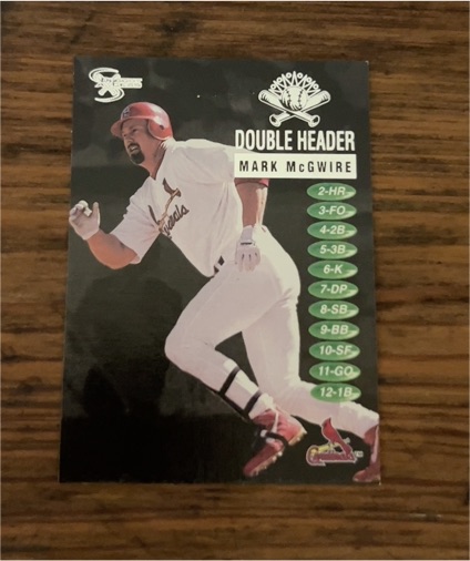 1998 SkyBox Dugout Axcess Double Header #11DH Mark McGwire — front