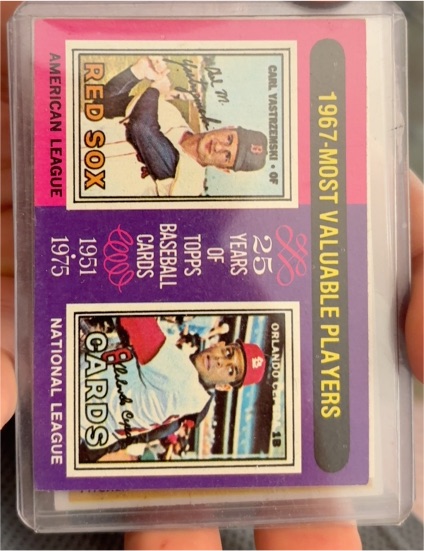 1975 Topps #205 Carl Yastrzemski / Orlando Cepeda 1967 MVPs — front