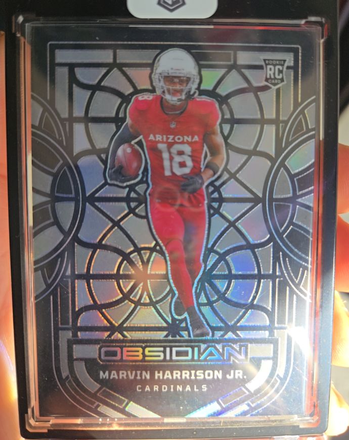 2024 Panini Obsidian Marvin Harrison Jr Black Stained Glass Rookie Card — front