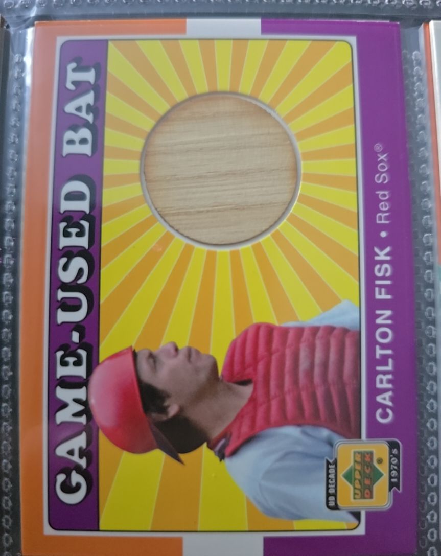 2001 Upper Deck Decade 1970's Game Bat #B-CF Carlton Fisk — front