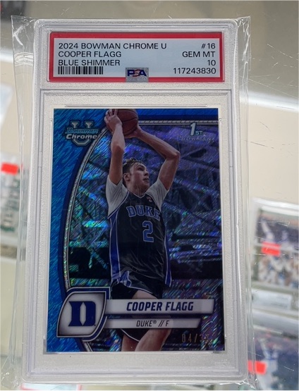 2024 Bowman Chrome U #16 Cooper Flagg Blue Shimmer — front