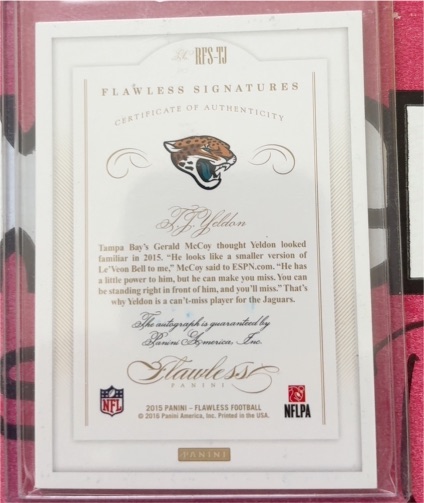 2015 Panini Flawless Rookie Inscriptions #RI-TJ T.J. Yeldon — front