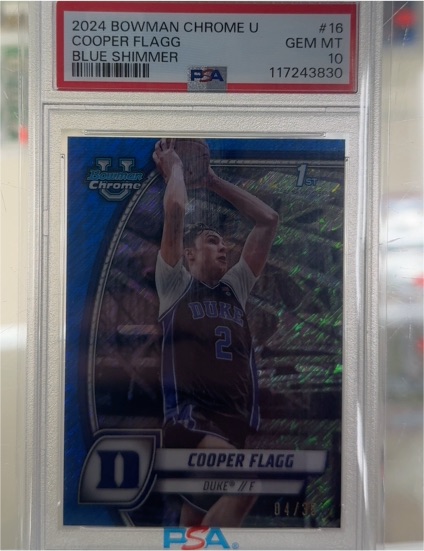 2024 Bowman Chrome University #16 Cooper Flagg Blue Shimmer — front