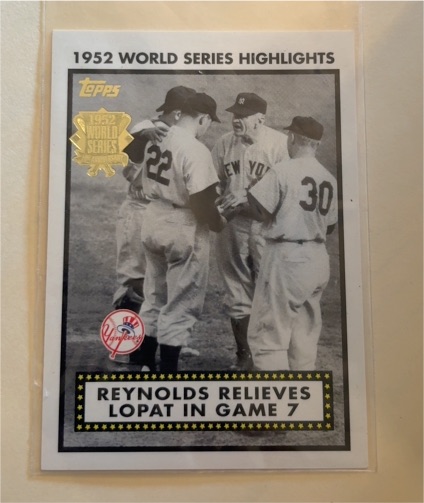 2002 Topps 1952 World Series Highlights #52WS-7 Allie Reynolds Relieves Lopat in Game 7 — front