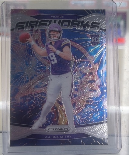 2024 Panini Prizm Fireworks #18 J.J. McCarthy — front