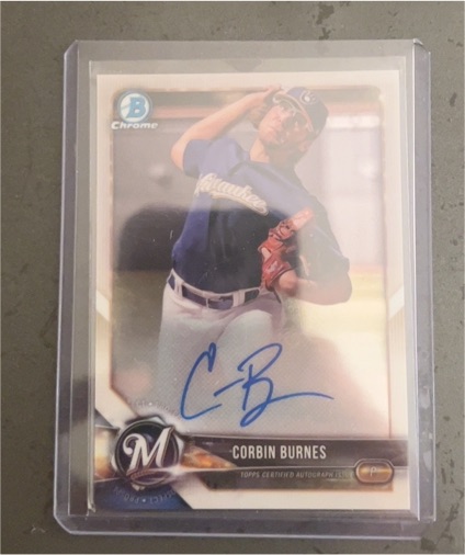 2018 Bowman Chrome #CPA-CB Corbin Burnes — front