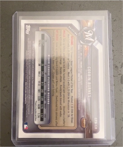 2017 Topps Pro Debut #CPA-CB Corbin Burnes — front