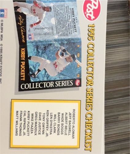 1995 Post Collector Series Kirby Puckett — front