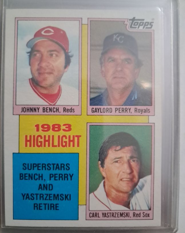 1984 Topps #6 Johnny Bench / Gaylord Perry / Carl Yastrzemski — front