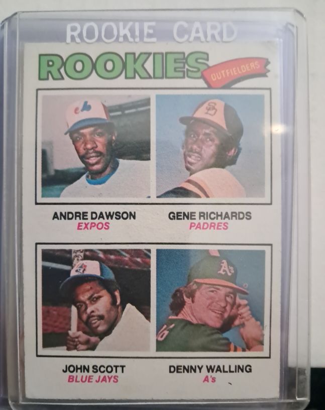 1977 Topps #473 Rookie Outfielders Andre Dawson Gene Richards John Scott Denny Walling — front