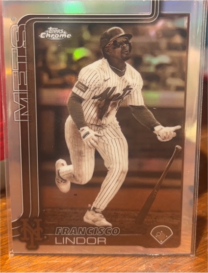 2025 Topps Chrome #170 Francisco Lindor Sepia Refractor — front