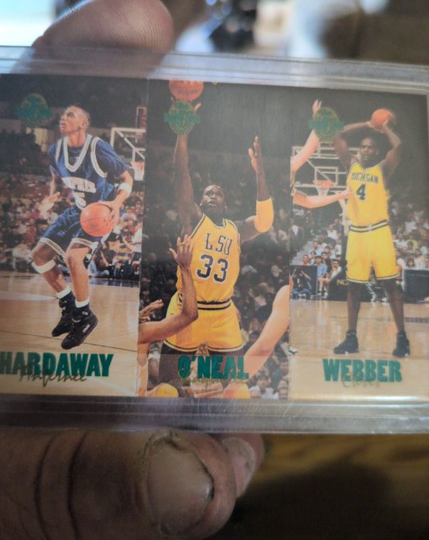 1993 Classic Four Sport Tri-Cards #TC1 Anfernee Hardaway/Shaquille O'Neal/Chris Webber — front