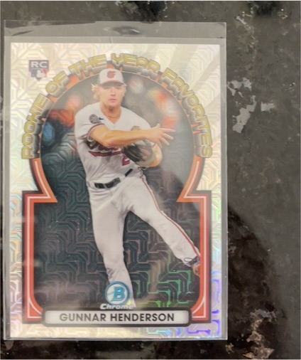 2023 Bowman Chrome #ROYF-15 Gunnar Henderson Rookie of the Year Favorites Mojo Refractor — front