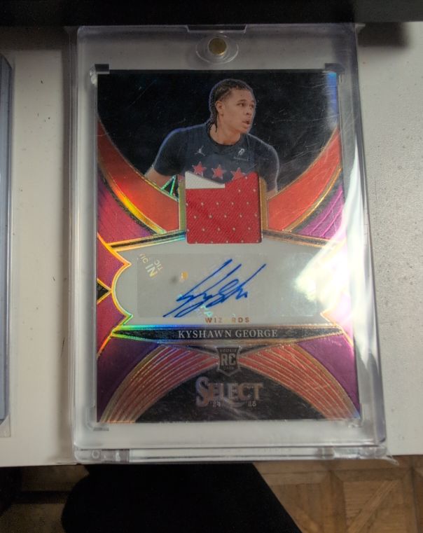 2024-25 Panini Select #RJA-KYS Kyshawn George Rookie Patch Auto Purple Prizm — front