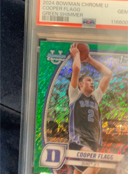 2024 Bowman Chrome University #16 Cooper Flagg Green Shimmer — front
