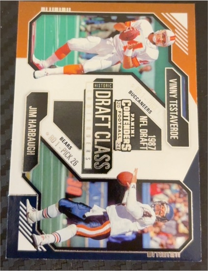 2024 Panini Contenders #9 Vinny Testaverde / Jim Harbaugh Historic Draft Class — front