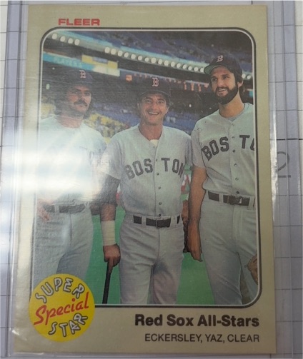 1983 Fleer #629 Red Sox All-Stars Dennis Eckersley/Yaz/Clear — front