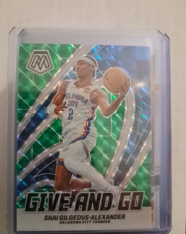 2023-24 Panini Mosaic #5 Shai Gilgeous-Alexander Give and Go Green Mosaic Prizm — front