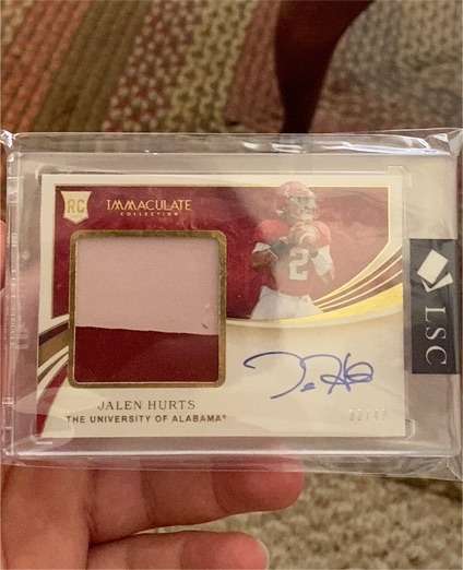 2020 Panini Immaculate Collegiate #22 Jalen Hurts — front