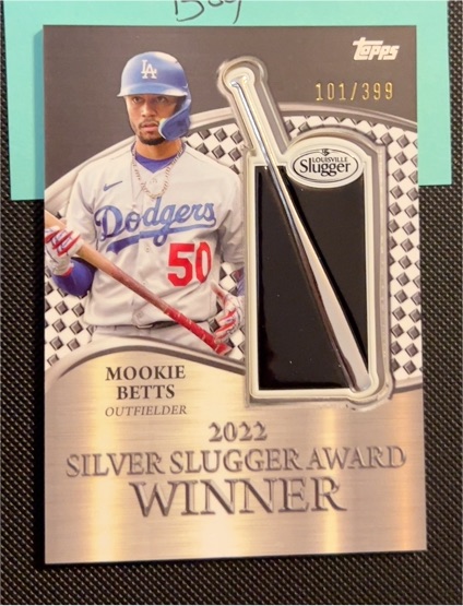2023 Topps Series 2 #101 Mookie Betts 2022 Silver Slugger Award Winner Patch — front