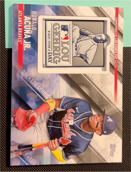2022 Topps Update #SEP-RA Ronald Acuña Jr. Commemorative Relic Lou Gehrig Day — front